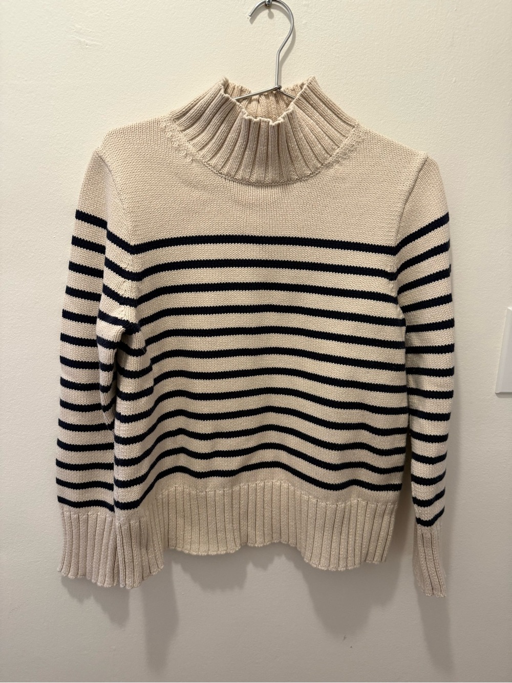 J. Crew Turtleneck Sweater - Ivory/Navy Stripe - Medium
